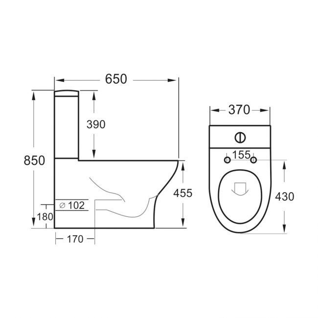 Orbit Viva Comfort Height Close Coupled Rimless Pan Push Button Cistern - Excluding Seat