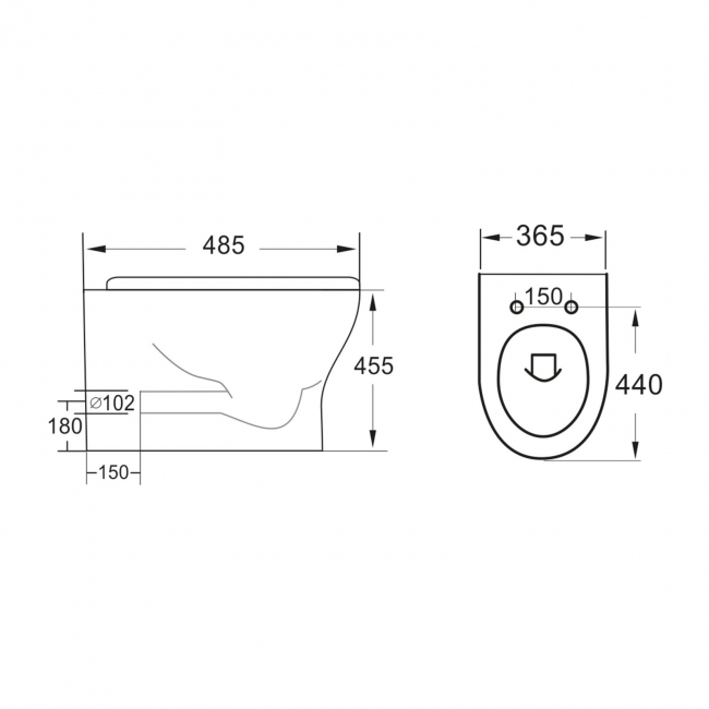 Orbit Viva Rimless Comfort Height Back to Wall Pan White - Excluding Seat
