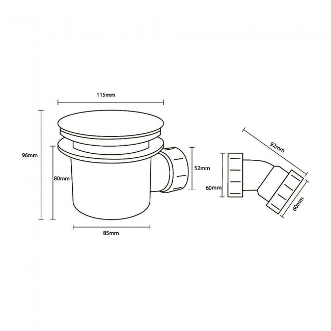 Orbit Fast Flow Shower Waste 90mm for 40mm Trays - Black
