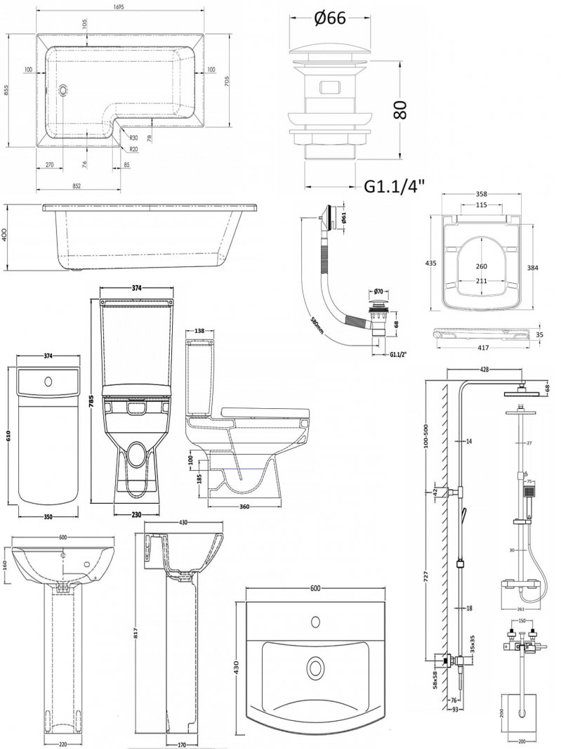 Bliss Complete Bathroom Suite OBPACK105 Modern