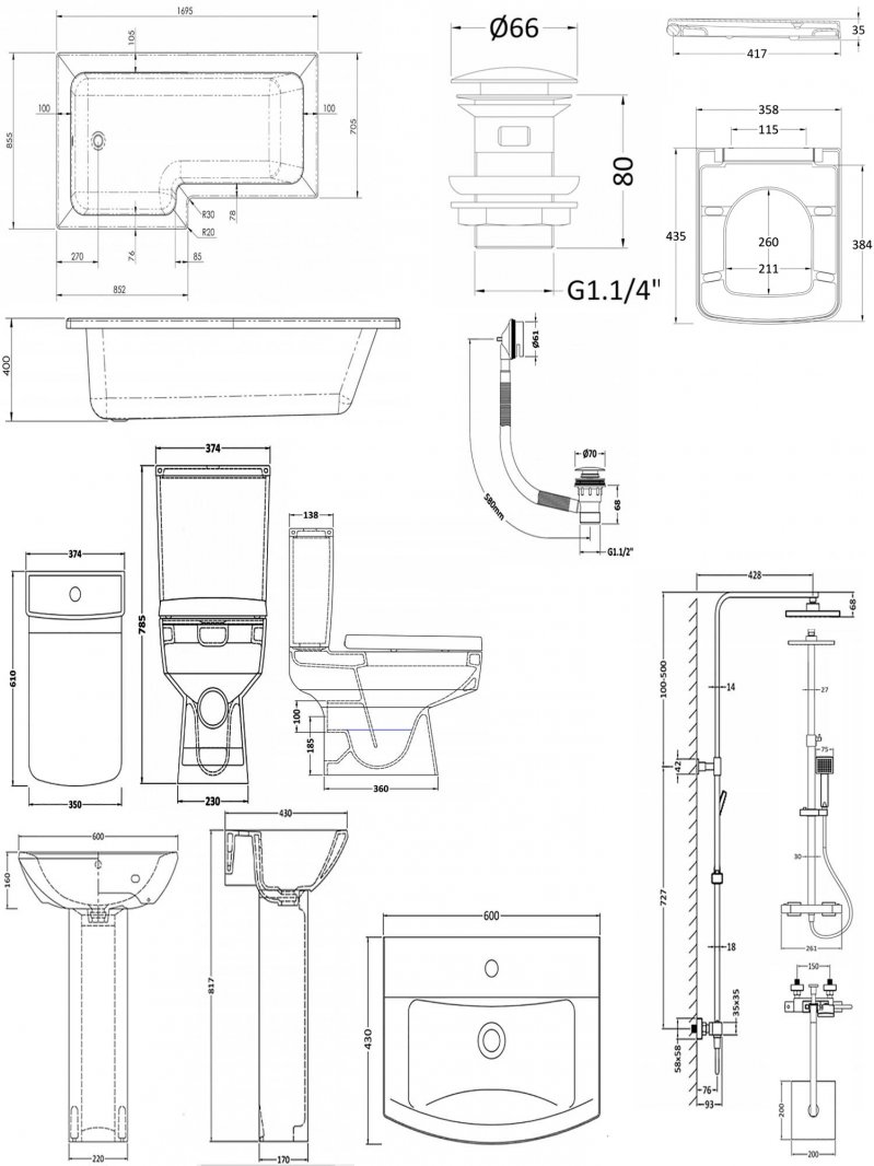 Bliss Complete Bathroom Suite OBPACK106 Modern
