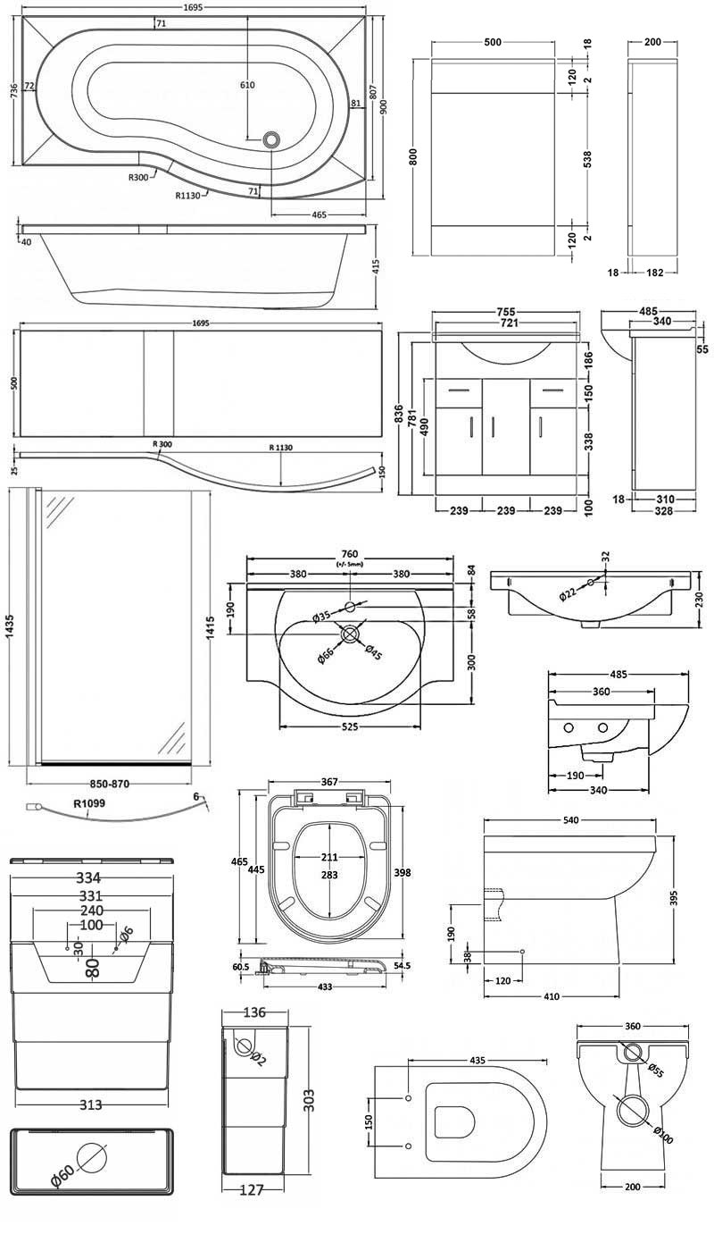 Melbourne Complete Bathroom Suite OBPACK158 Modern