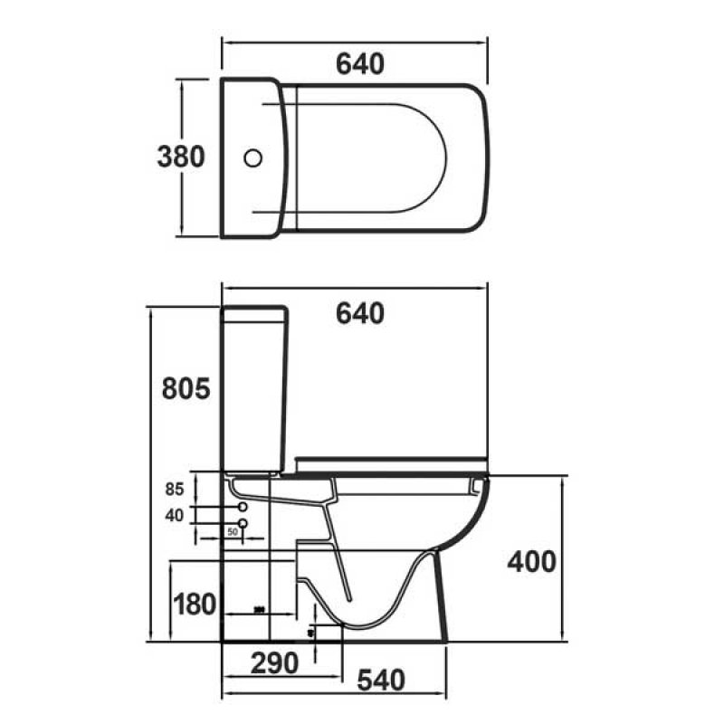 Nuie Ambrose Close Coupled Pan with Push Button Cistern - Excluding Seat