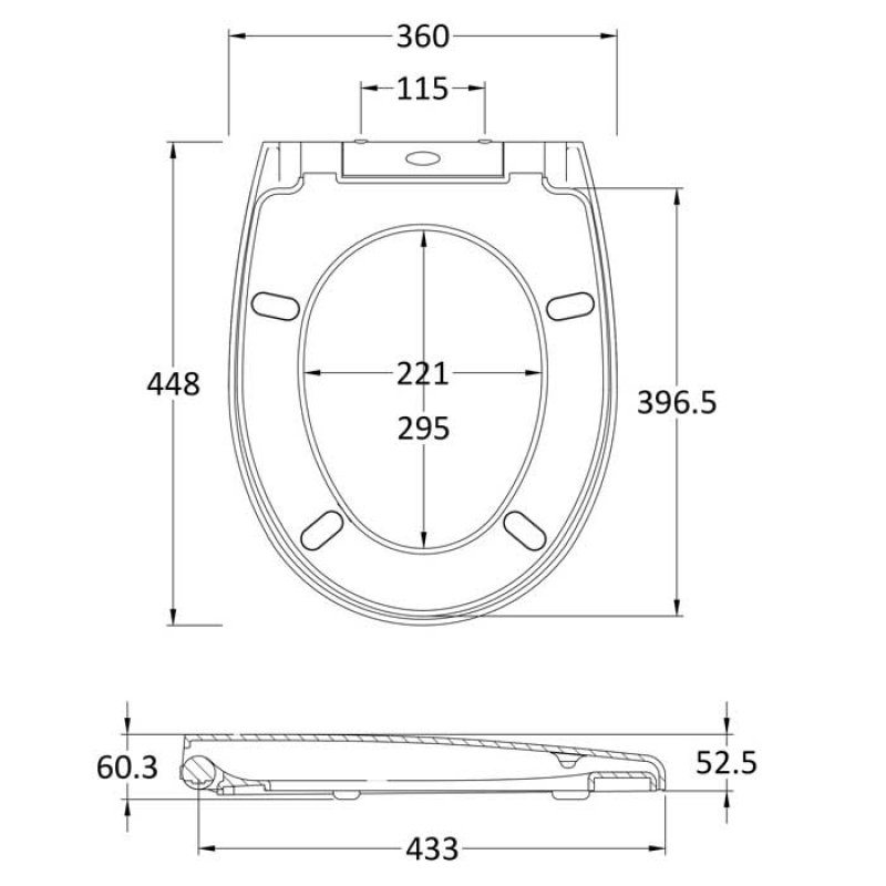 Nuie Luxury Round Thermoplastic Toilet Seat with Soft Close Hinges - White