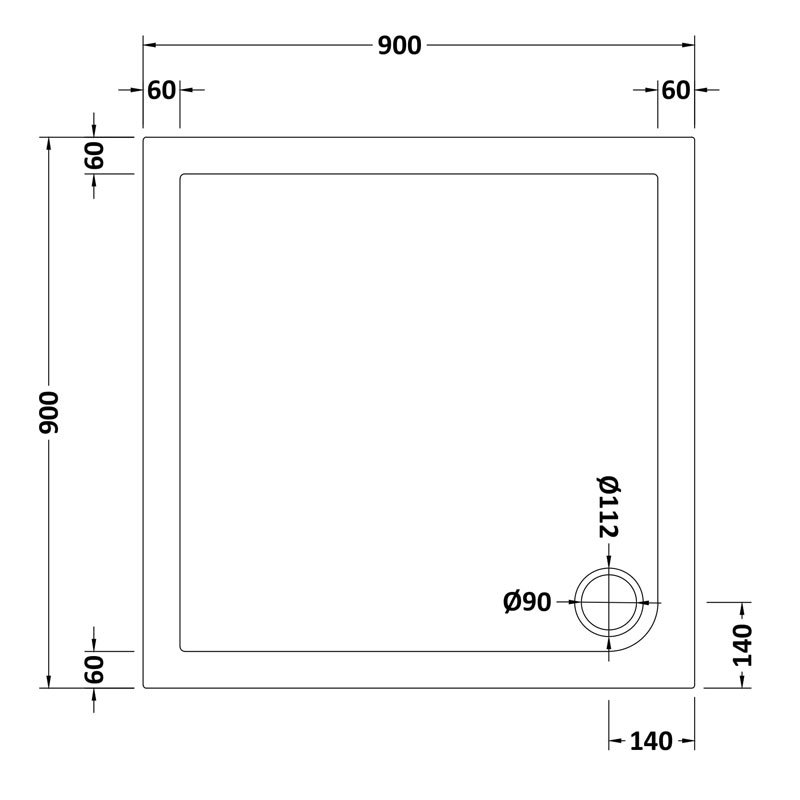 Nuie Pearlstone White Square Shower Tray 900mm x 900mm