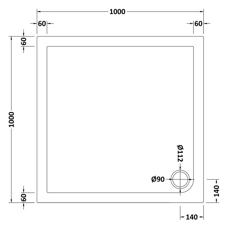 Nuie Pearlstone White Square Shower Tray 1000mm x 1000mm