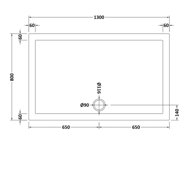 Nuie Pearlstone White Rectangular Shower Tray 1300mm x 800mm