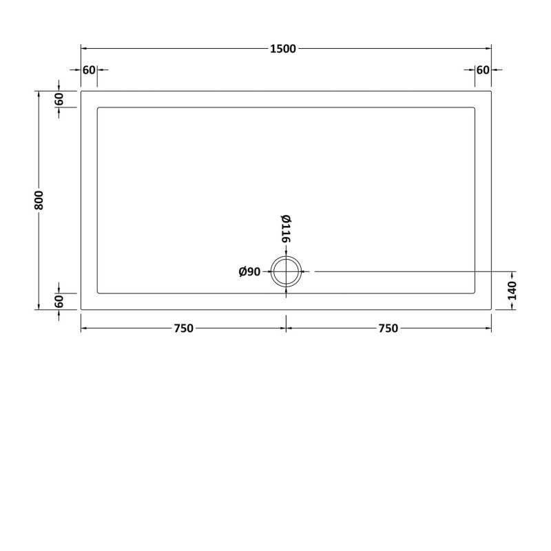 Nuie Pearlstone Rectangular Shower Tray 1500mm x 800mm NTP043