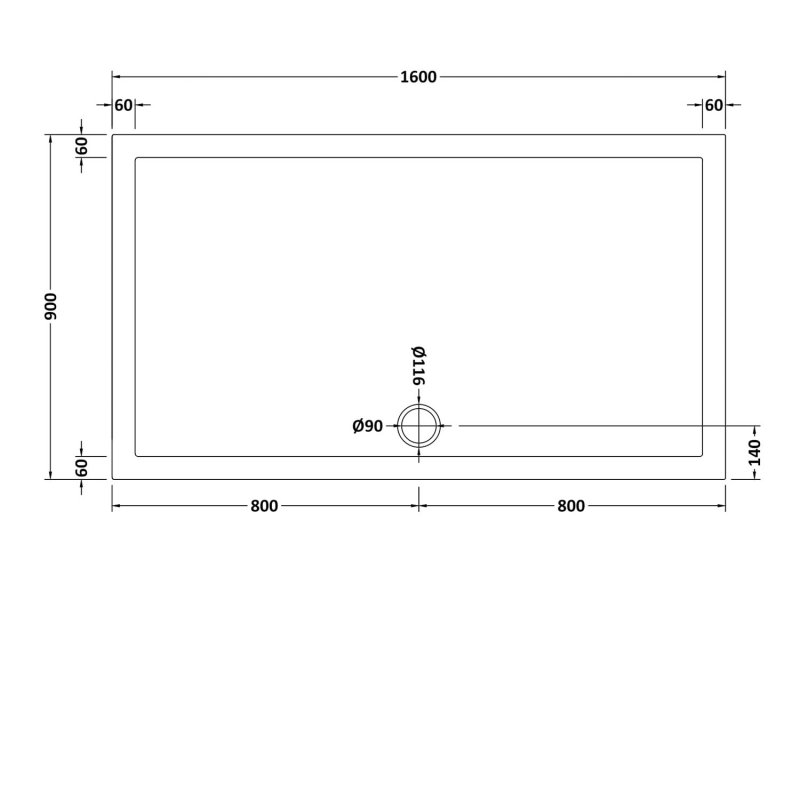 Nuie Pearlstone White Rectangular Shower Tray 1600mm x 900mm