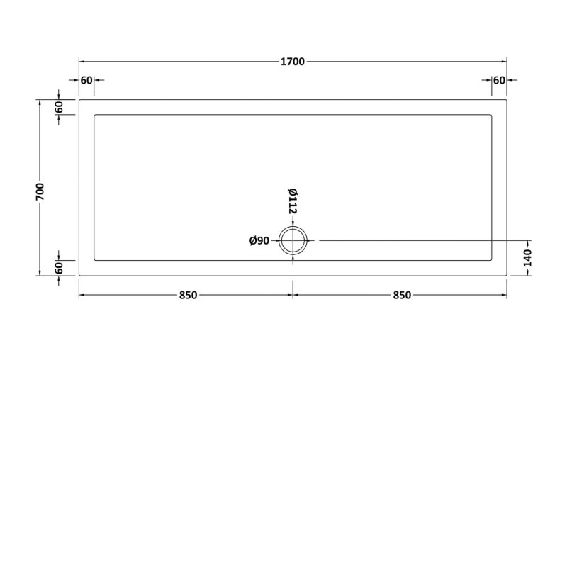 Nuie Pearlstone White Rectangular Shower Tray 1700mm x 700mm