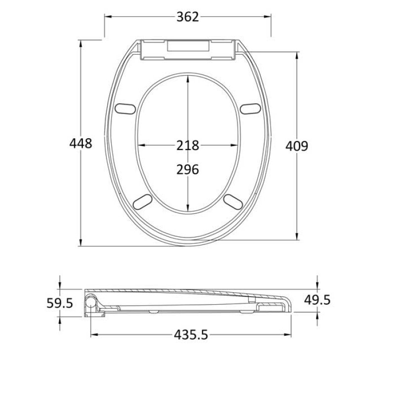 Nuie Round Thermoplastic Top Fixing Toilet Seat with Soft Close Hinges - White