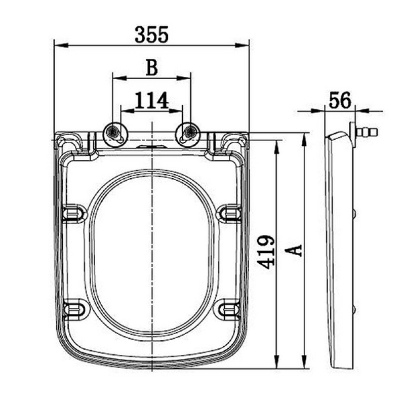Nuie Toilet Seat NCU799 Square Polypropylene White
