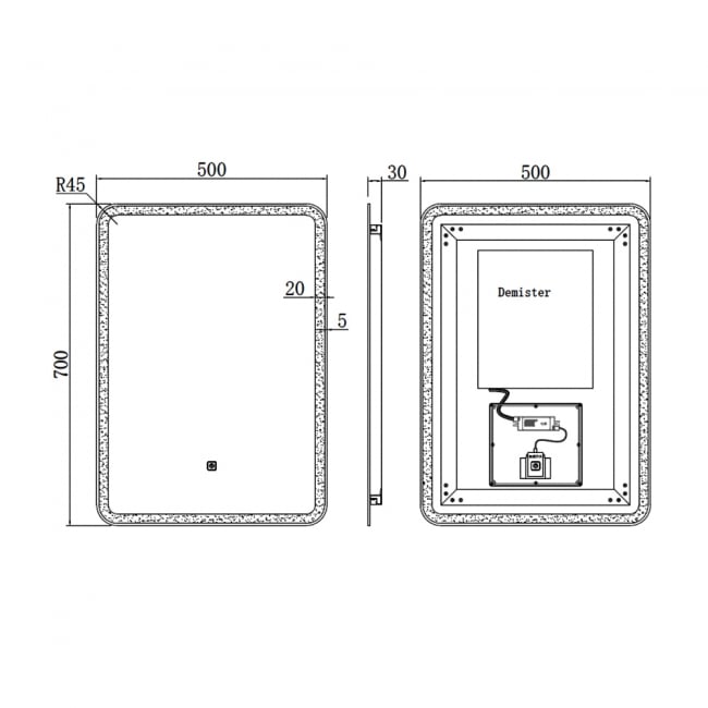 Prestige Alder LED Bathroom Mirror 700mm H x 500mm W