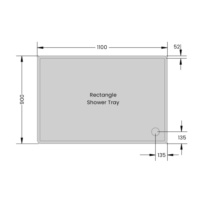 Prestige Foundation Anti-Slip Stone Resin Rectangular Shower Tray 1100mm x 900mm