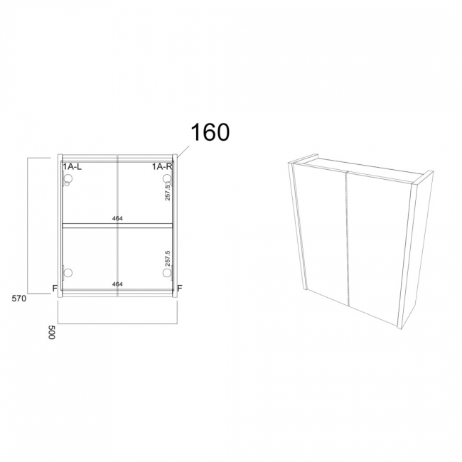 Prestige Arc 2-Door Mirror Bathroom Cabinet 600mm H x 500mm W - Gloss White