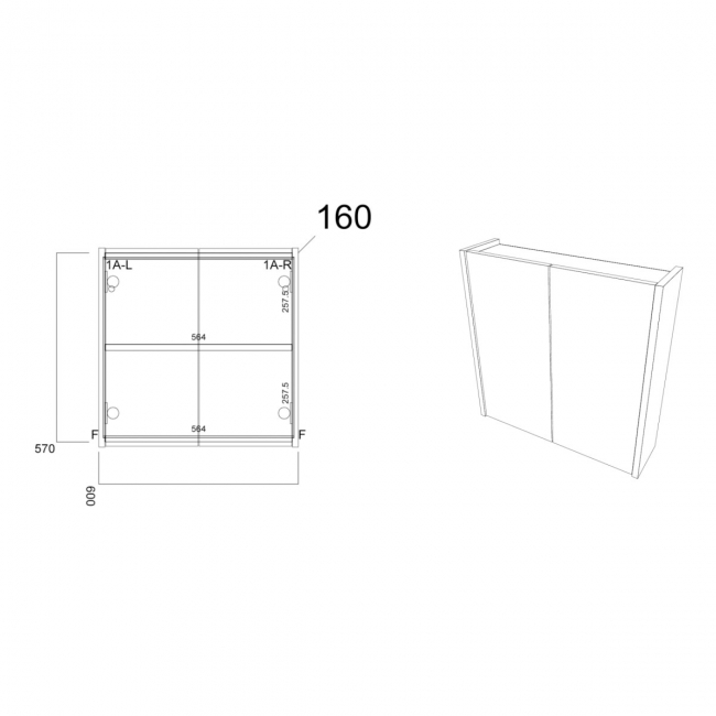 Prestige Arc 2-Door Mirror Bathroom Cabinet 600mm H x 600mm W - Matt Cashmere