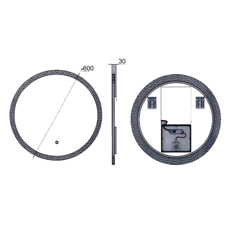 Prestige Burleigh Bathroom Mirror BUW60 600mm Wide Round