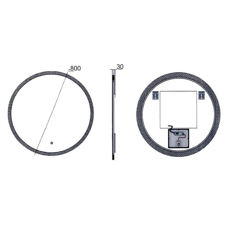 Prestige Burleigh Bathroom Mirror BUW80 800mm Wide Round