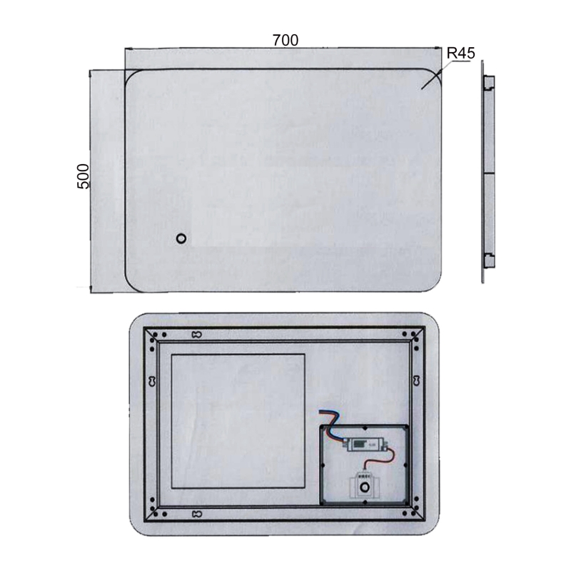 Prestige Calcot Infra-Red Rounded Edges Bathroom Mirror 500mm H x 700mm W
