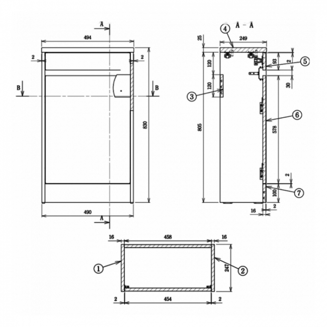 Prestige City Back to Wall Toilet WC Unit 494mm Wide - Storm Grey Gloss