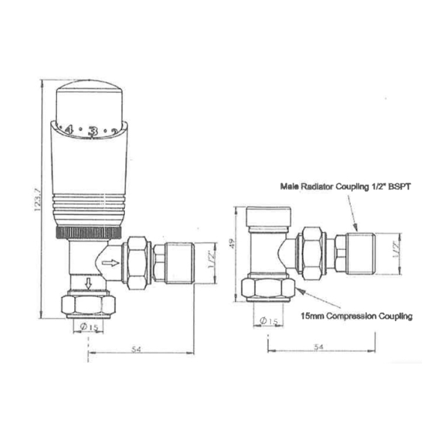 Prestige Design Twin Pack Angled TRV - Black  | Dimension Image