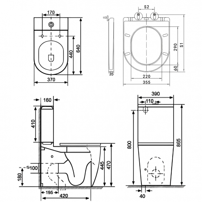Prestige Genoa Round Comfort Height Close Coupled Toilet with Push Button Cistern - Premium Soft Close Seat