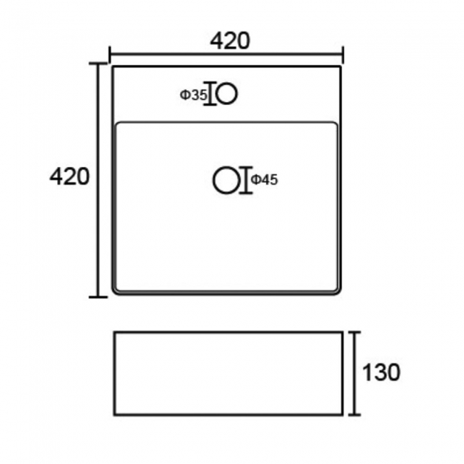 Prestige Essential Counter Top Basin 420mm Wide - 1 Tap Hole