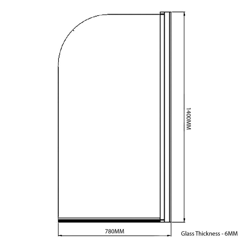 Prestige Koncept Round Top Bath Screen 1400mm H x 780mm W - 6mm Glass