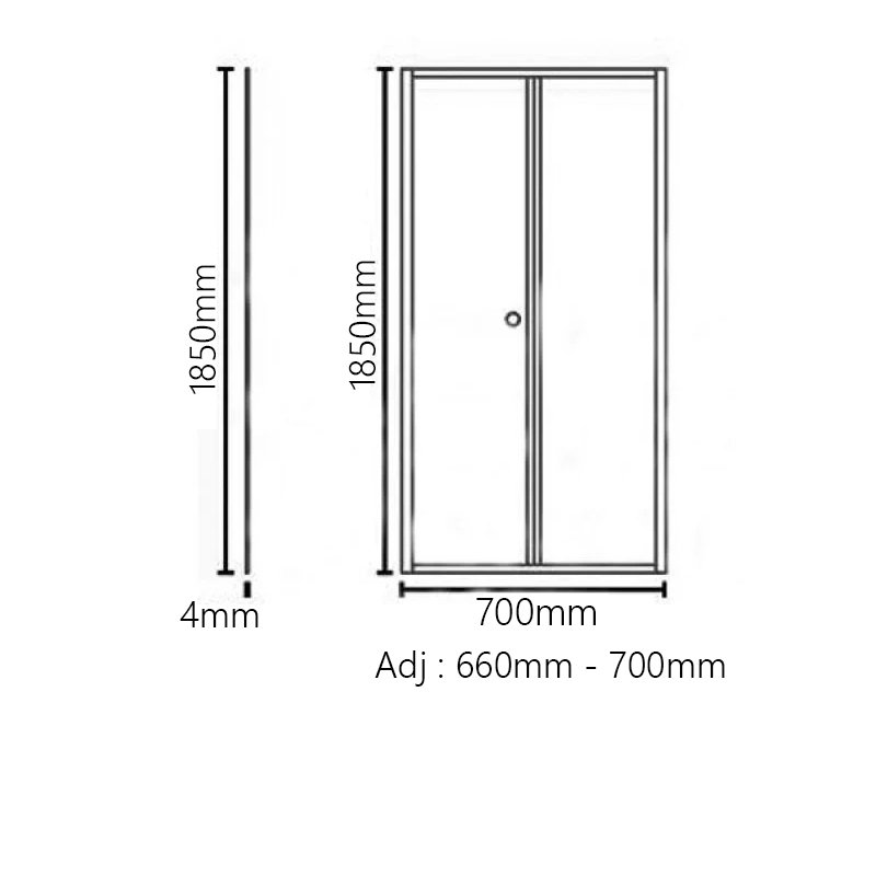 Prestige KV6 Bi-Fold Shower Door 700mm Wide - 4mm Glass
