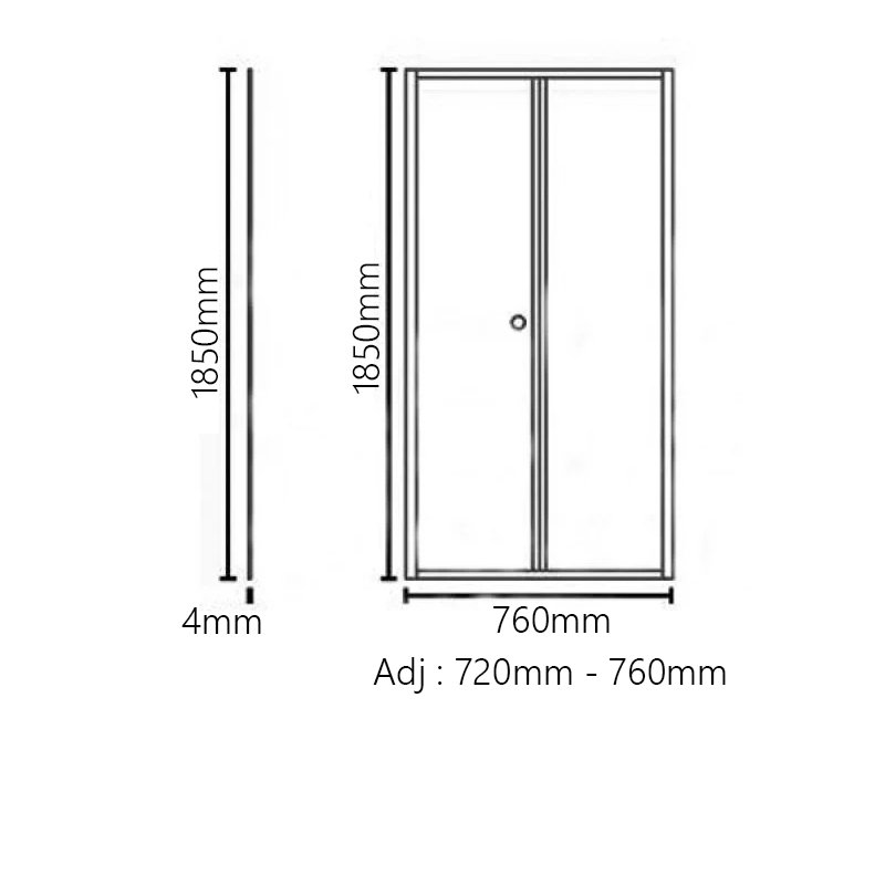 Prestige KV6 Bi-Fold Shower Door 760mm Wide - 4mm Glass