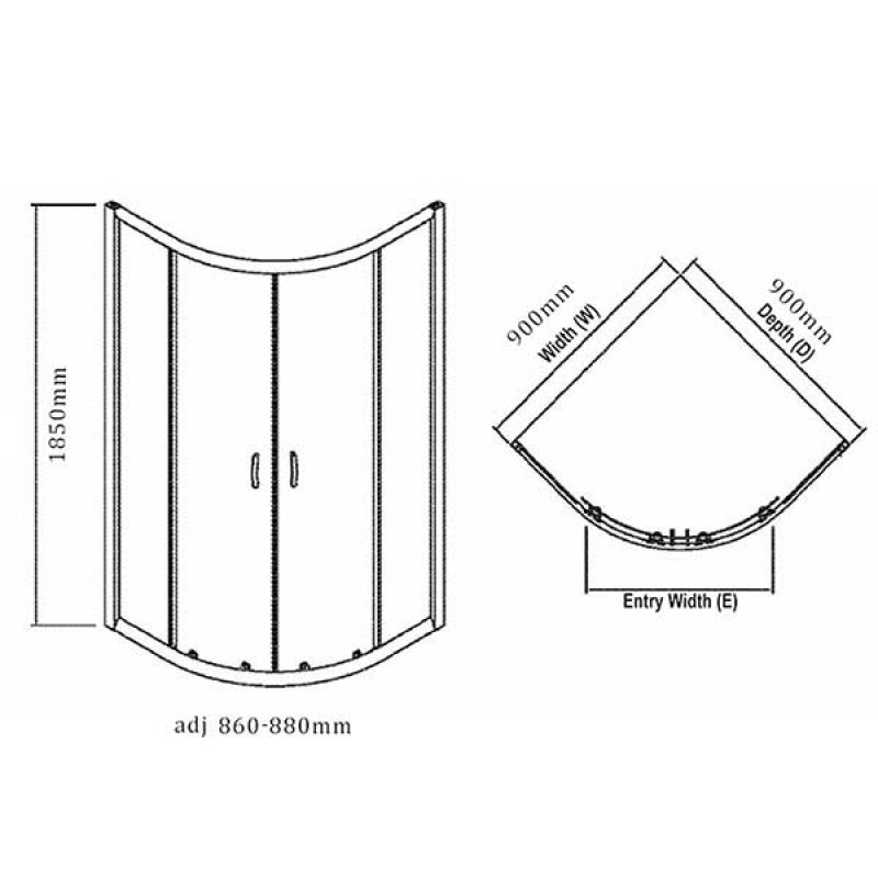 Prestige Koncept Quadrant Shower Enclosure 900x900mm 6KON900Q