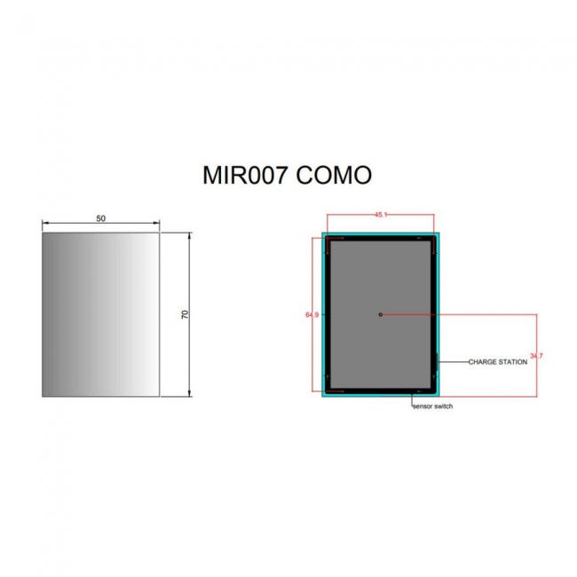 Prestige Como LED Bathroom Mirror with Sensor Switch and Demister Pad 700mm H x 500mm W