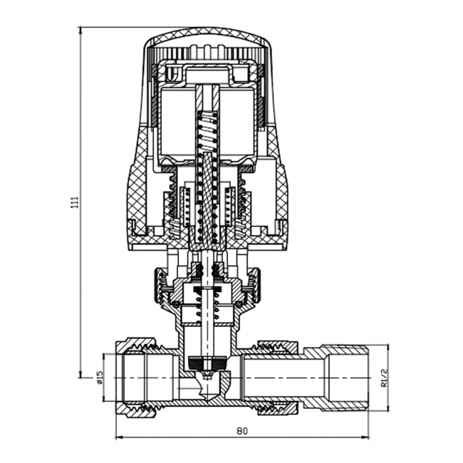 Prestige MaxTherm Style Straight Thermostatic Radiator Valves 15mm - White/Chrome