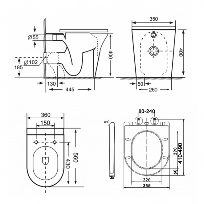 Prestige Kameo Back to Wall Rimless Toilet - Soft Close Seat