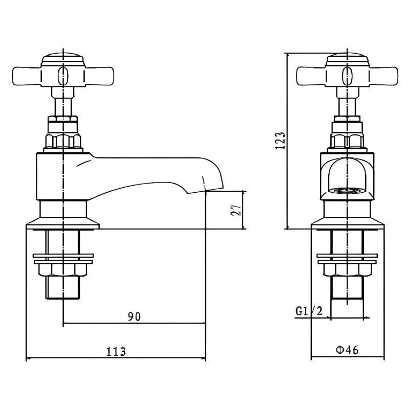 Prestige Klassique Basin Taps Pair Chrome