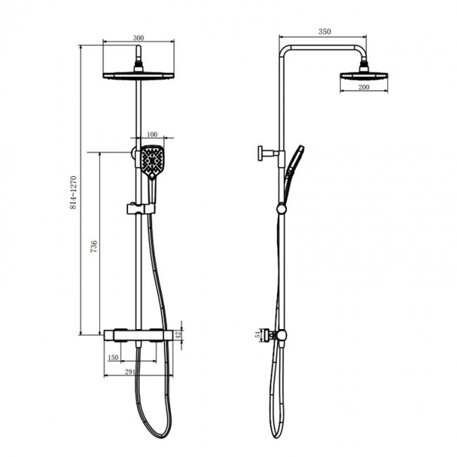 Prestige Kolt Thermostatic Bar Mixer Shower with Shower Kit and Fixed Head - Brushed Nickel