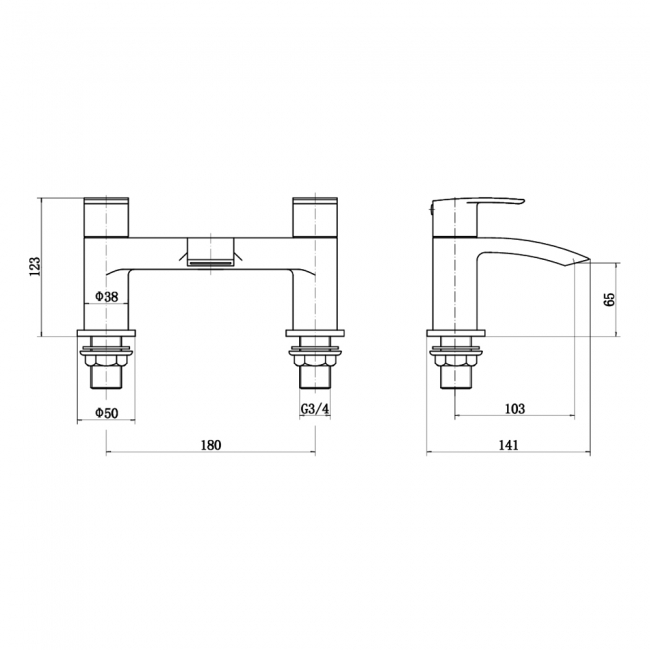 Prestige Nero Curve Bath Filler Tap Pillar Mounted - Matt Black
