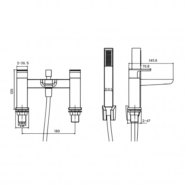 Prestige Kolt Bath Shower Mixer Tap with Shower Kit - Chrome