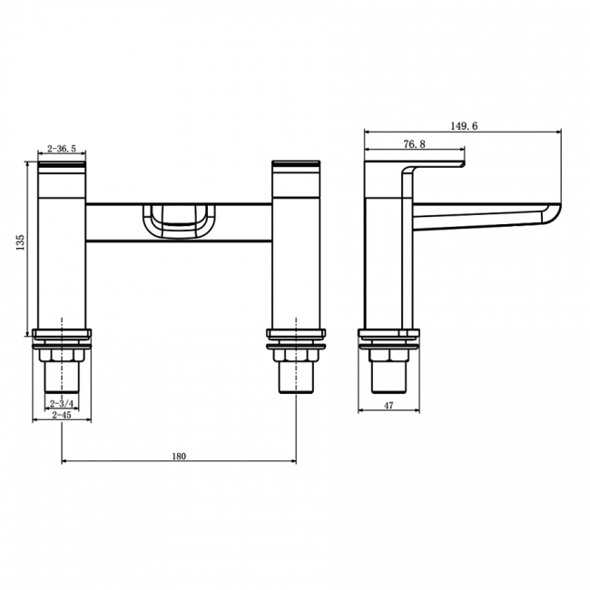Prestige Kolt Bath Filler Tap Pillar Mounted - Brushed Nickel