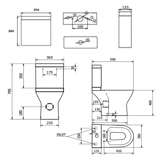 Prestige Project Round Close Coupled Round Toilet Push Button Cistern Soft Close Seat