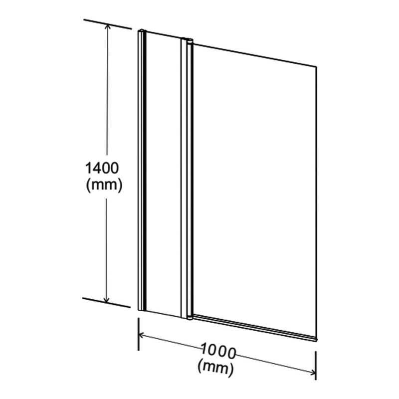 Prestige Koncept Square Bath Screen 1400mm H x 1000mm W - 6mm Glass
