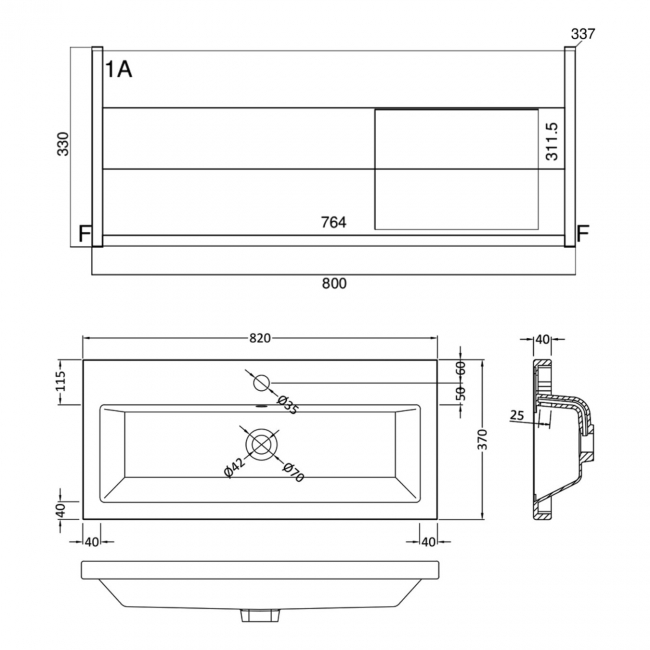 Prestige Kore Wall Mounted 1-Drawer Vanity Unit with Basin 800mm Wide - Sonoma Oak