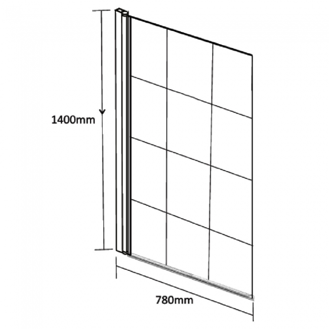 Prestige Kritt Straight Square Black Framed Bath Screen 1400mm H x 780mm W - 6mm Glass