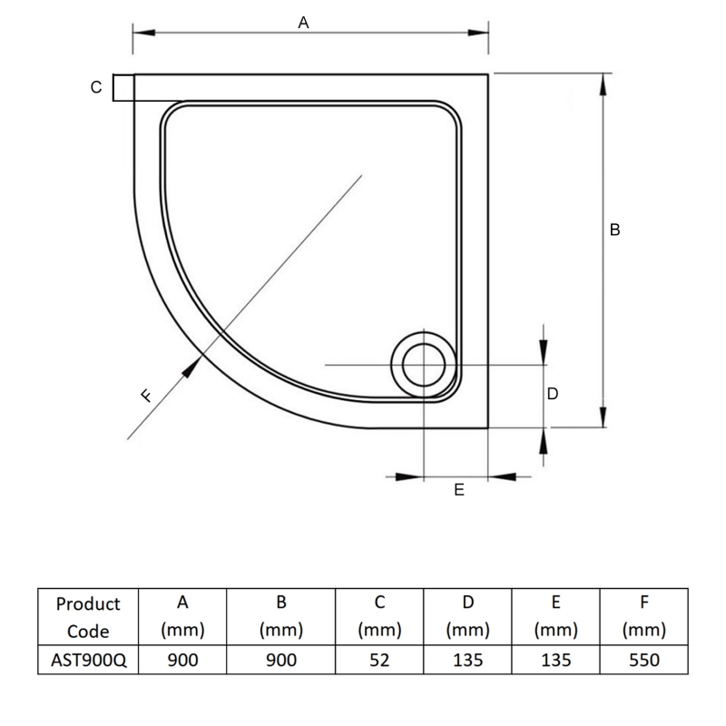 Prestige Foundation Anti-Slip Stone Resin Quadrant Shower Tray 900mm x 900mm