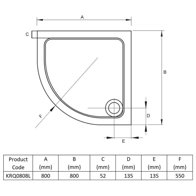 Prestige Foundation Stone Resin Quadrant Shower Tray 800mm x 800mm
