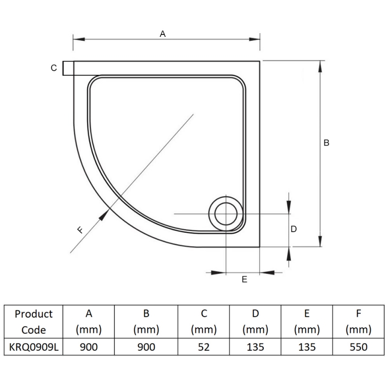 Prestige Foundation Stone Resin Quadrant Shower Tray 900mm x 900mm