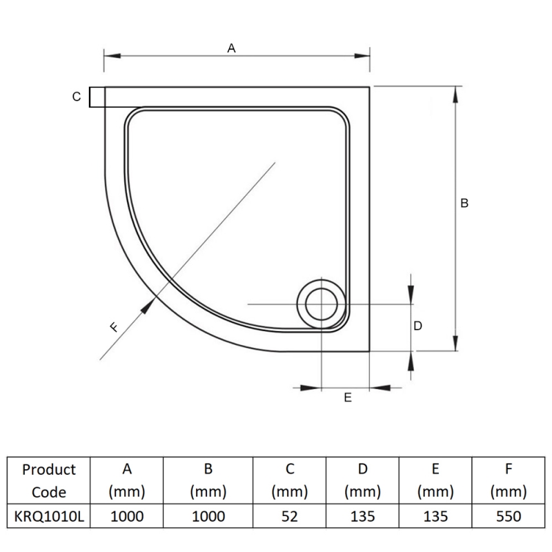 Prestige Foundation Stone Resin Quadrant Shower Tray 1000mm x 1000mm