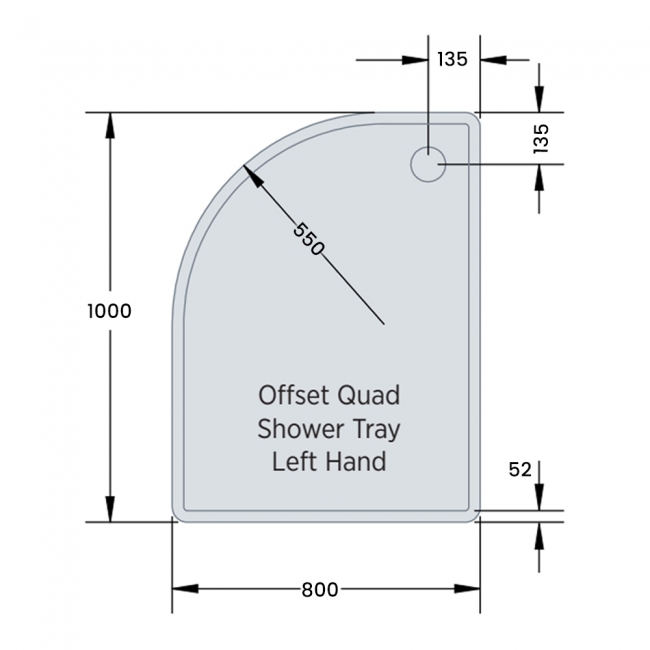 Prestige Foundation Stone Resin Offset Quadrant Shower Tray 1000mm x 800mm Left Handed