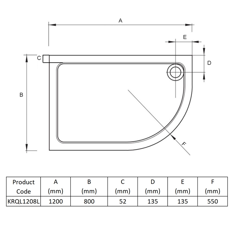 Prestige Foundation Stone Resin Offset Quadrant Shower Tray 1200mm x 800mm Left Handed