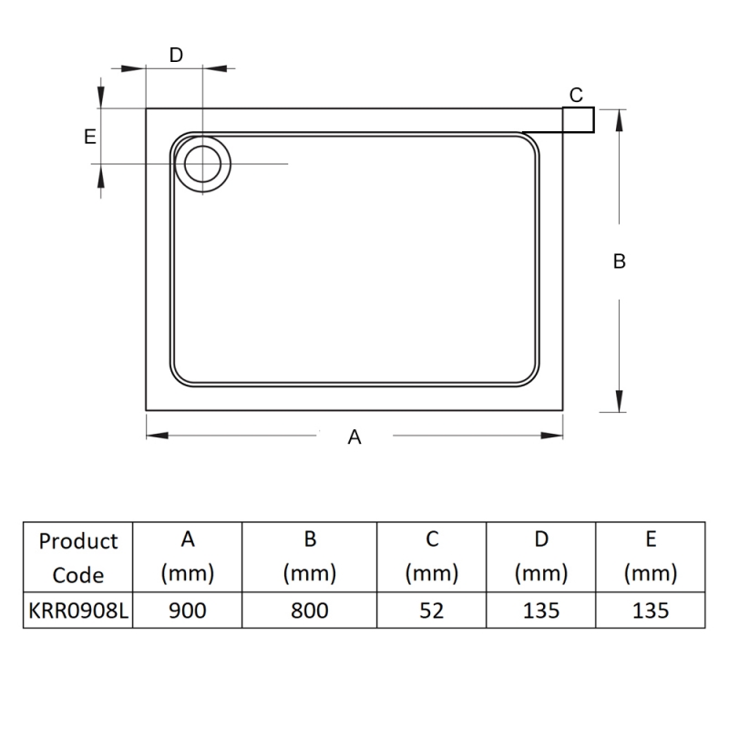 Prestige Foundation Stone Resin Rectangular Shower Tray 900mm x 800mm
